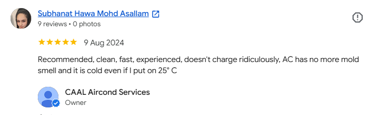 Screenshot Google Review pelanggan CAAL 3